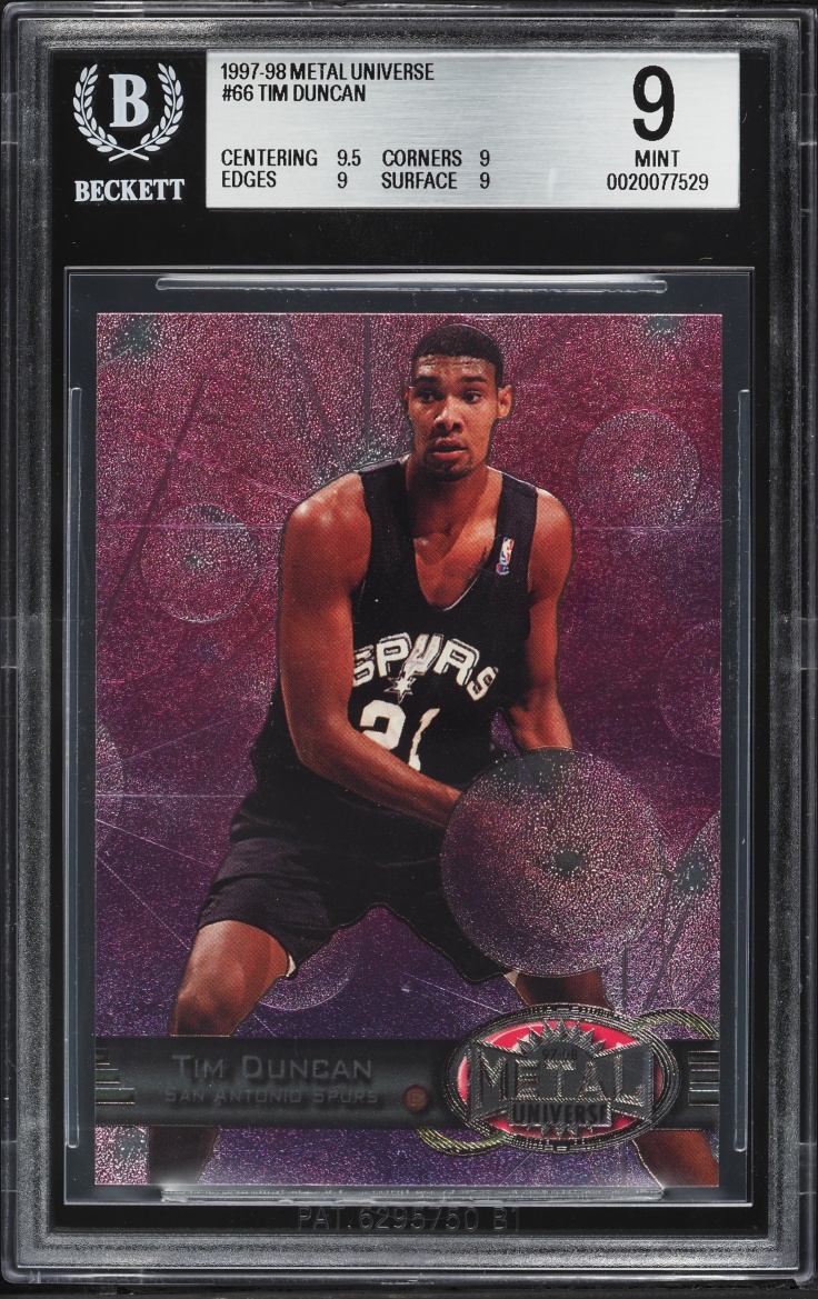 1997 Metal Universe Tim Duncan ROOKIE #66 BGS 9 MINT