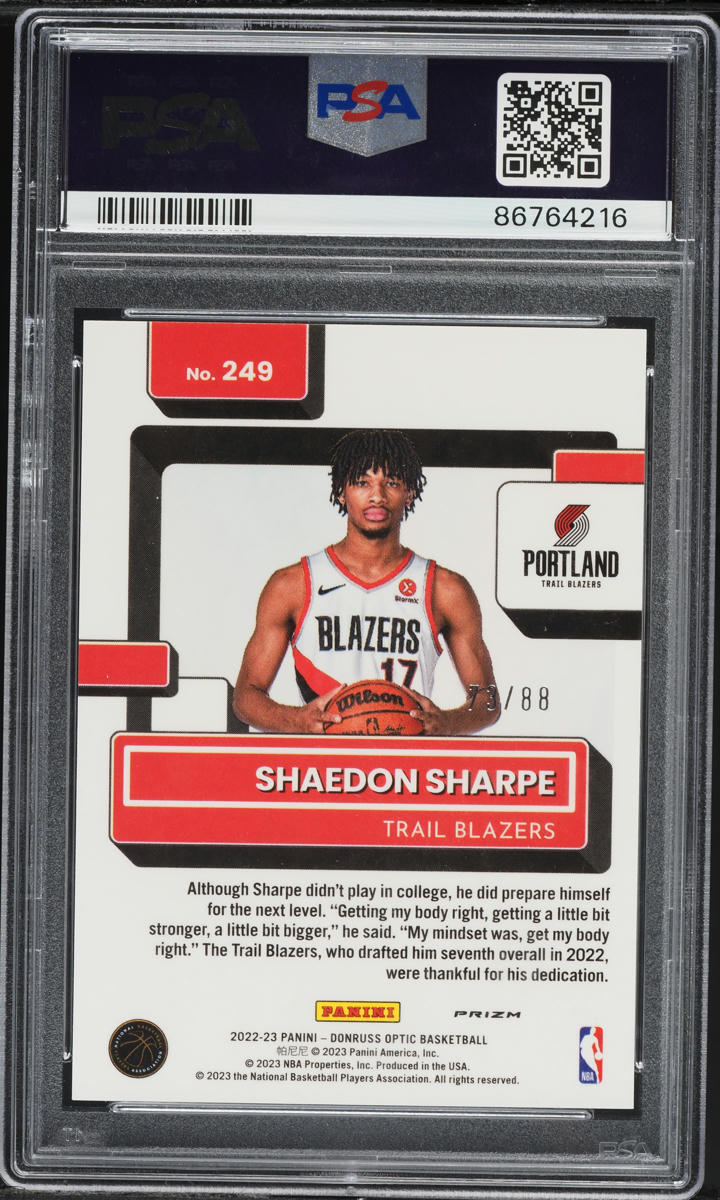 2022 Donruss Optic Red Choice Shaedon Sharpe ROOKIE /88 #249