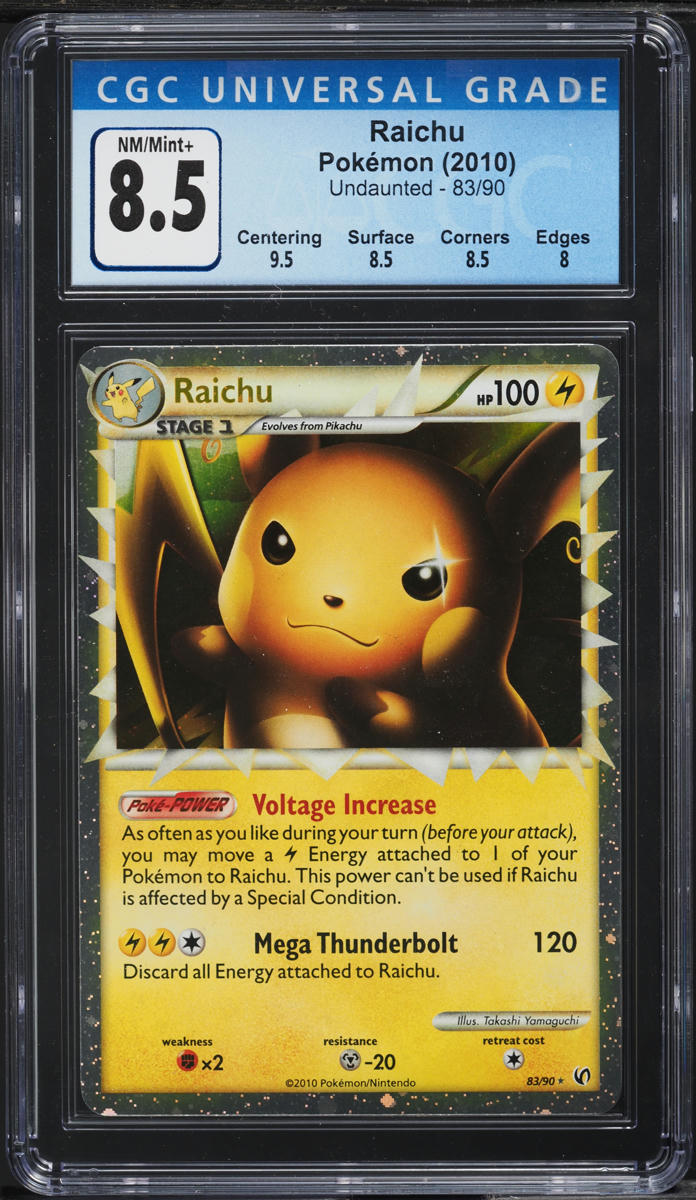 2010 Pokemon HeartGold & SoulSilver Undaunted Holo Prime Raichu #83 CGC 8.5