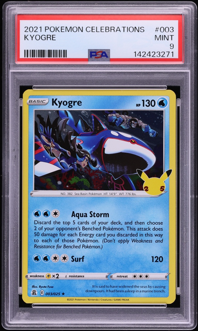 2021 Pokemon Sword & Shield Celebrations Kyogre #3 PSA 9 MINT