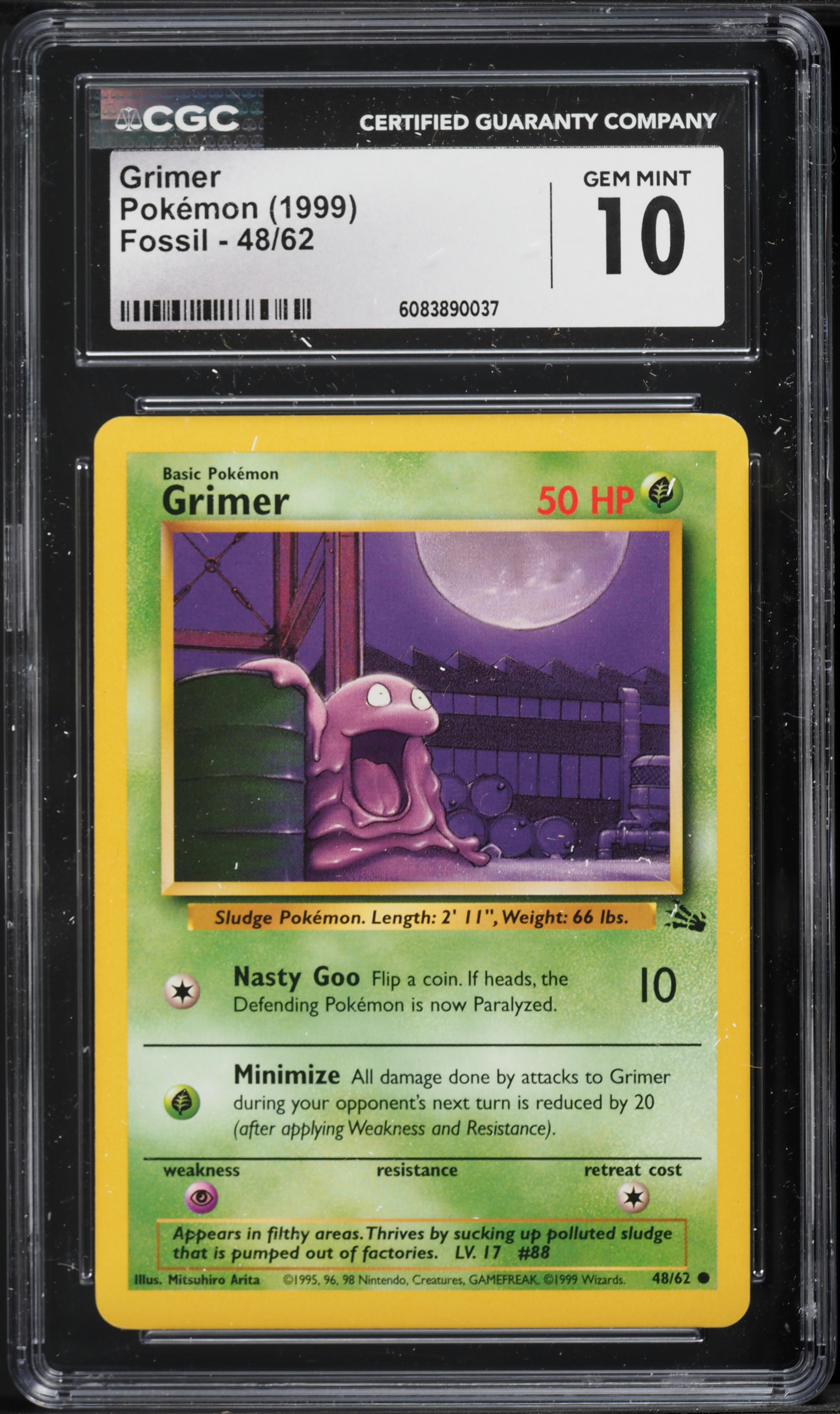 1999 Pokemon Fossil Grimer #48 CGC 10 GEM MINT