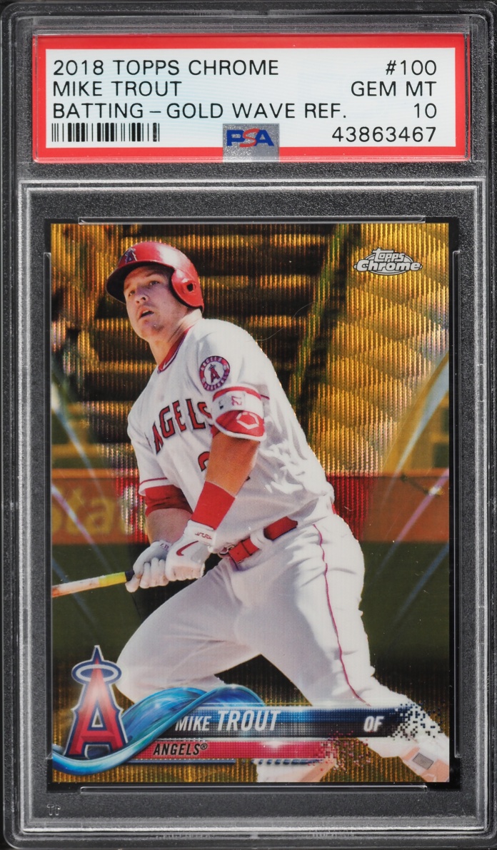 2018 Topps Chrome Gold Wave Refractor Mike Trout /50 #100 PSA 10 GEM MINT