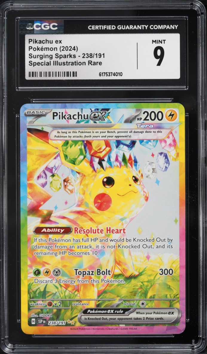 2024 Pokemon Scarlet & Violet Surging Sparks SIR Pikachu ex #238 CGC 9 MINT