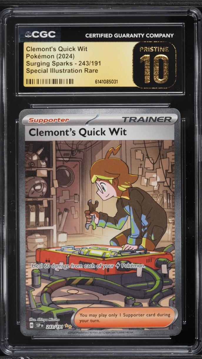 2024 Pokemon Scarlet & Violet Surging Sparks SIR Clemont's Quick Wit #243 CGC 10 PRISTINE