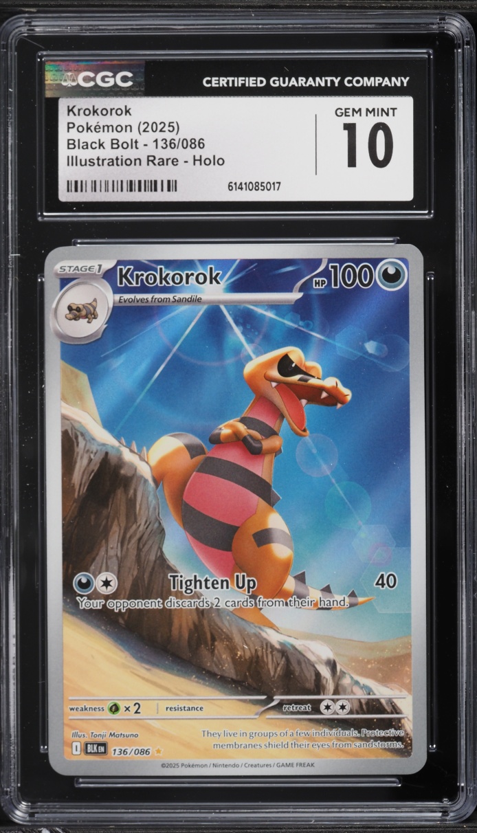 2025 Pokemon Scarlet & Violet Black Bolt IR Krokorok #136 CGC 10 GEM MINT