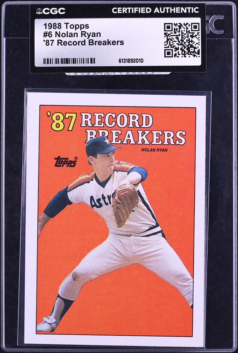 1988 Topps '87 Record Breakers Nolan Ryan #6 CGC AUTH