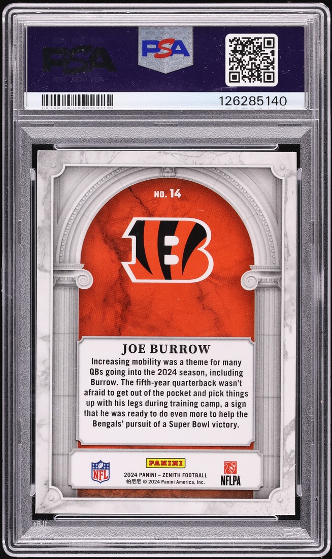 2024 Panini Zenith Z Marquee Joe Burrow #14 PSA 9 MINT