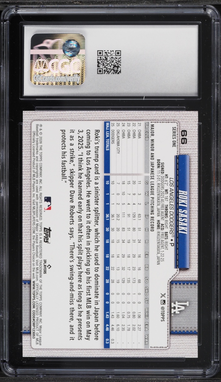 2026 Topps Roki Sasaki #66 CGC 10 GEM MINT