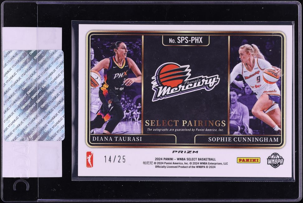 2024 Select WNBA Pairings Signatures Sophie Cunningham Diana Taurasi AUTO /25 #SPS-PHX CGC AUTH