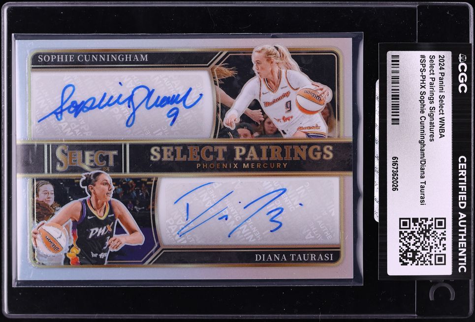 2024 Select WNBA Pairings Signatures Sophie Cunningham Diana Taurasi AUTO /25 #SPS-PHX CGC AUTH