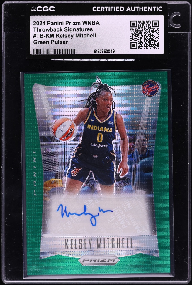 2024 Panini Prizm WNBA Throwback Signatures Green Pulsar Kelsey Mitchell AUTO /25 CGC AUTH