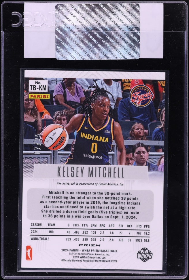 2024 Panini Prizm WNBA Throwback Signatures Green Pulsar Kelsey Mitchell AUTO /25 CGC AUTH