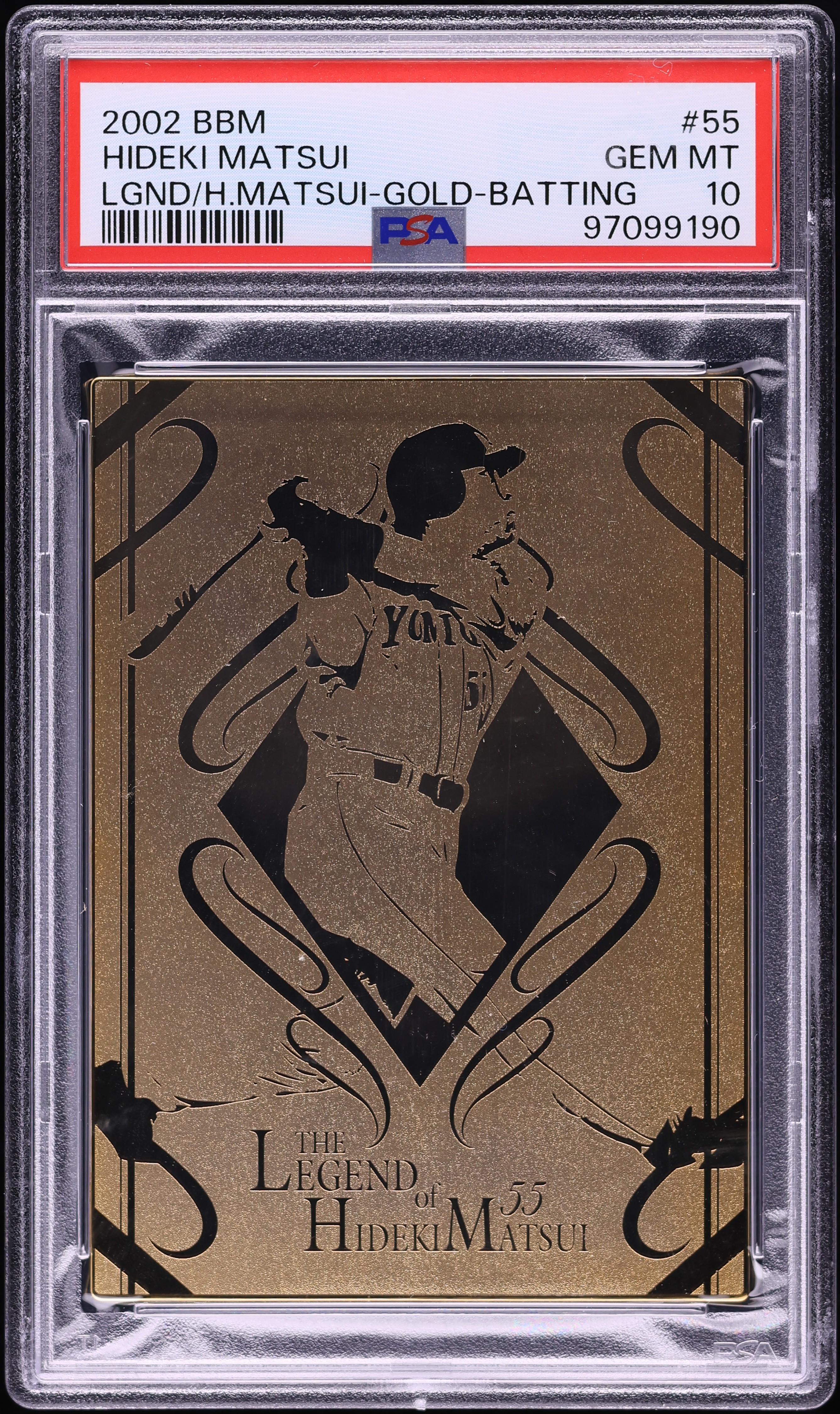 2002 BBM The Legend Gold Batting Hideki Matsui /555 #55 PSA