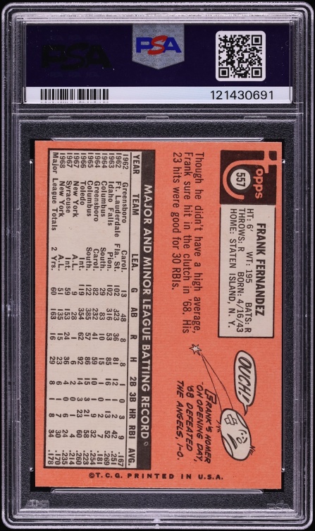1969 Topps Frank Fernandez #557 PSA 6 EXMT
