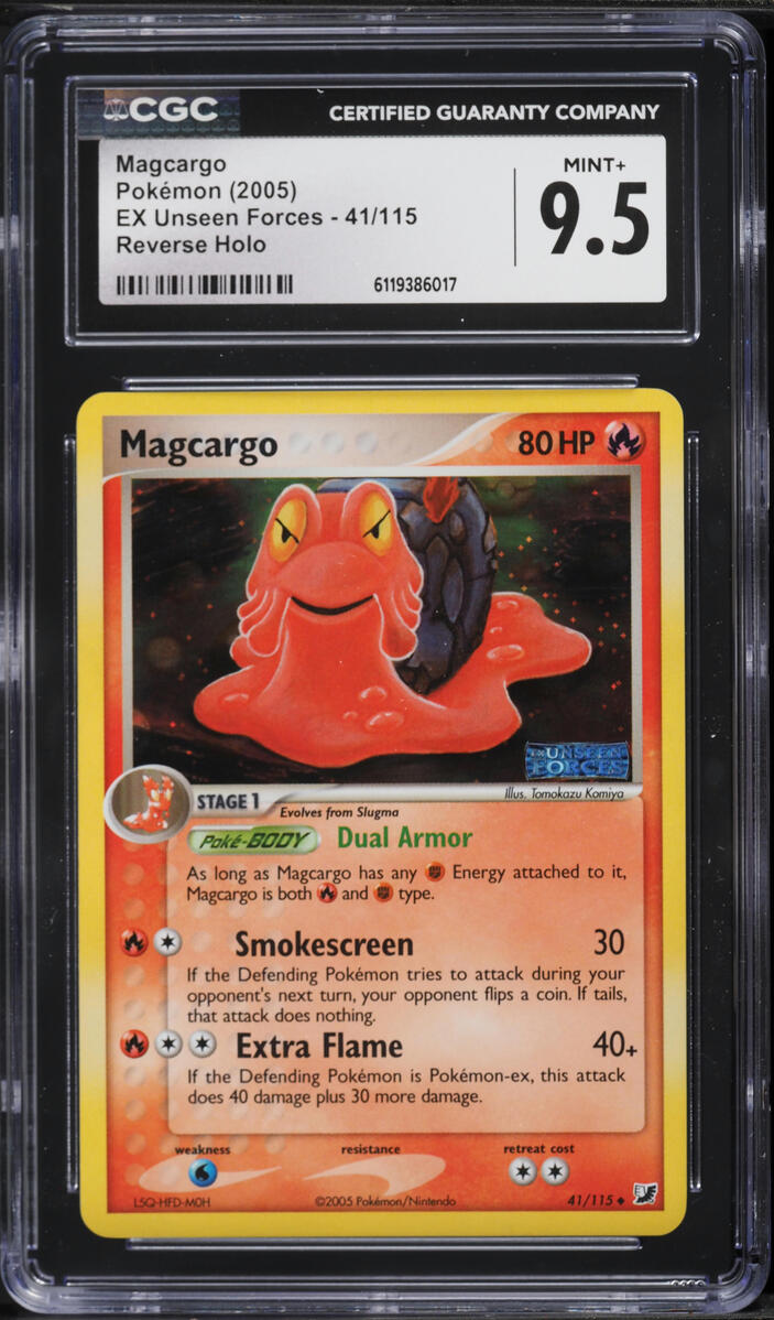 2005 Pokemon EX Unseen Forces Reverse Holo Magcargo #41 CGC 9.5 MINT+