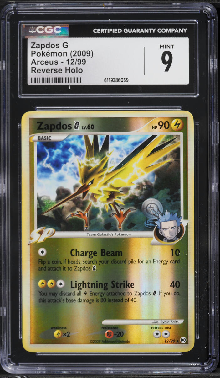 2009 Pokemon Platinum Arceus Reverse Holo Zapdos G #12 CGC 9 MINT