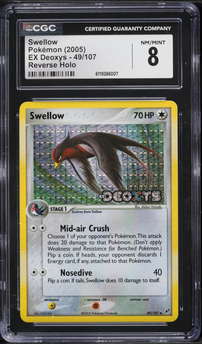 2005 Pokemon EX Deoxys Reverse Holo Swellow #49 CGC 8 NM-MT