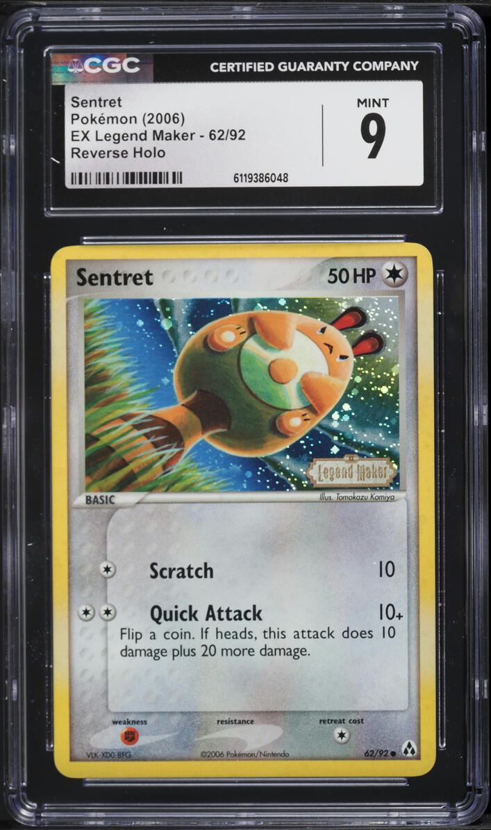 2006 Pokemon EX Legend Maker Reverse Holo Sentret #62 CGC 9 MINT