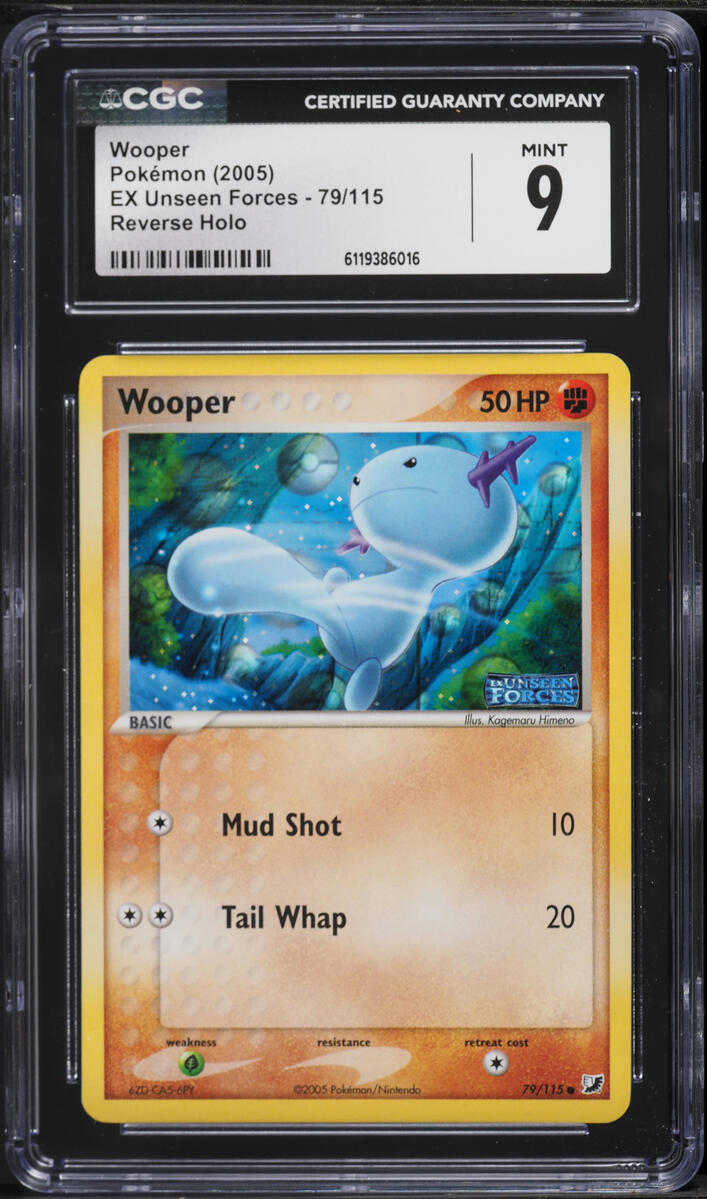 2005 Pokemon EX Unseen Forces Reverse Holo Wooper #79 CGC 9 MINT
