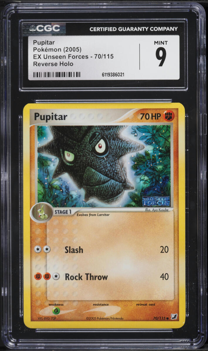 2005 Pokemon EX Unseen Forces Reverse Holo Pupitar #70 CGC 9 MINT