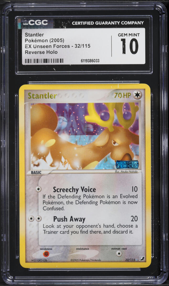 2005 Pokemon EX Unseen Forces Reverse Holo Stantler #32 CGC 10 GEM MINT