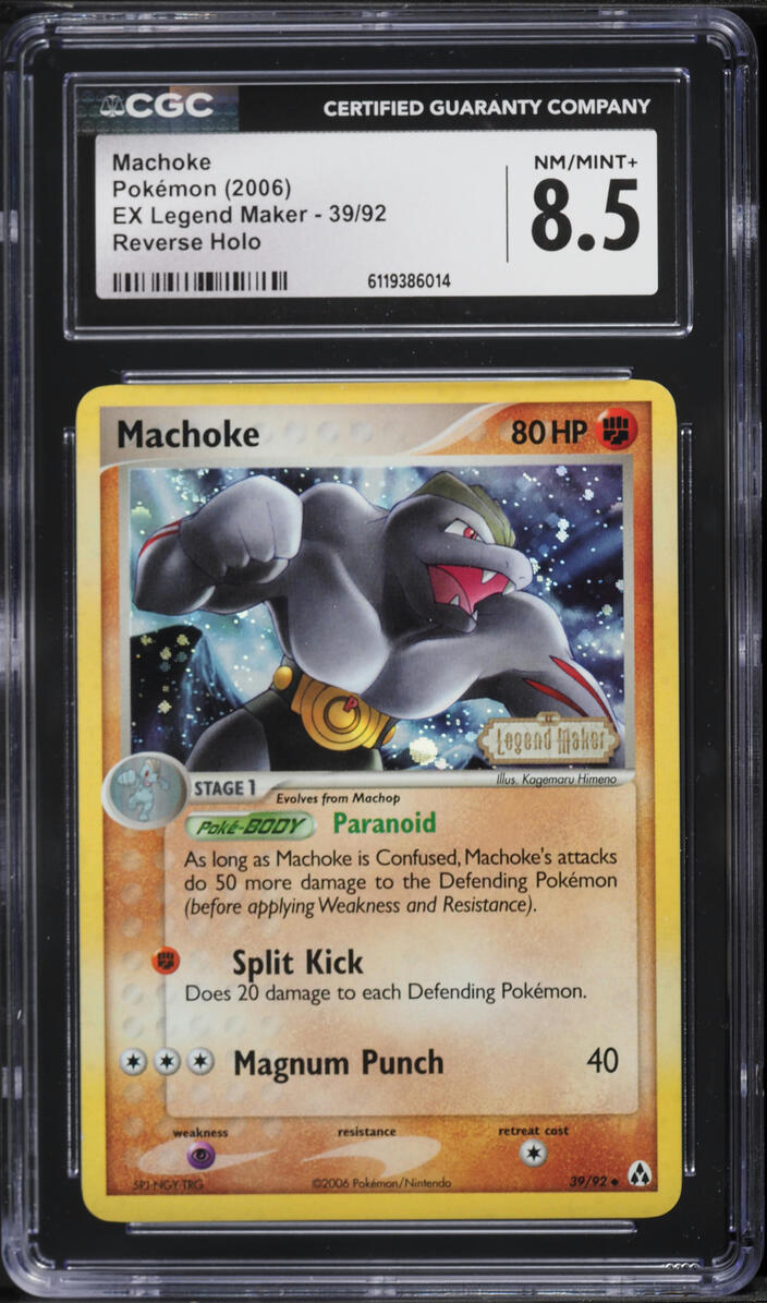 2006 Pokemon EX Legend Maker Reverse Holo Machoke #39 CGC 8.5 NM-MT+