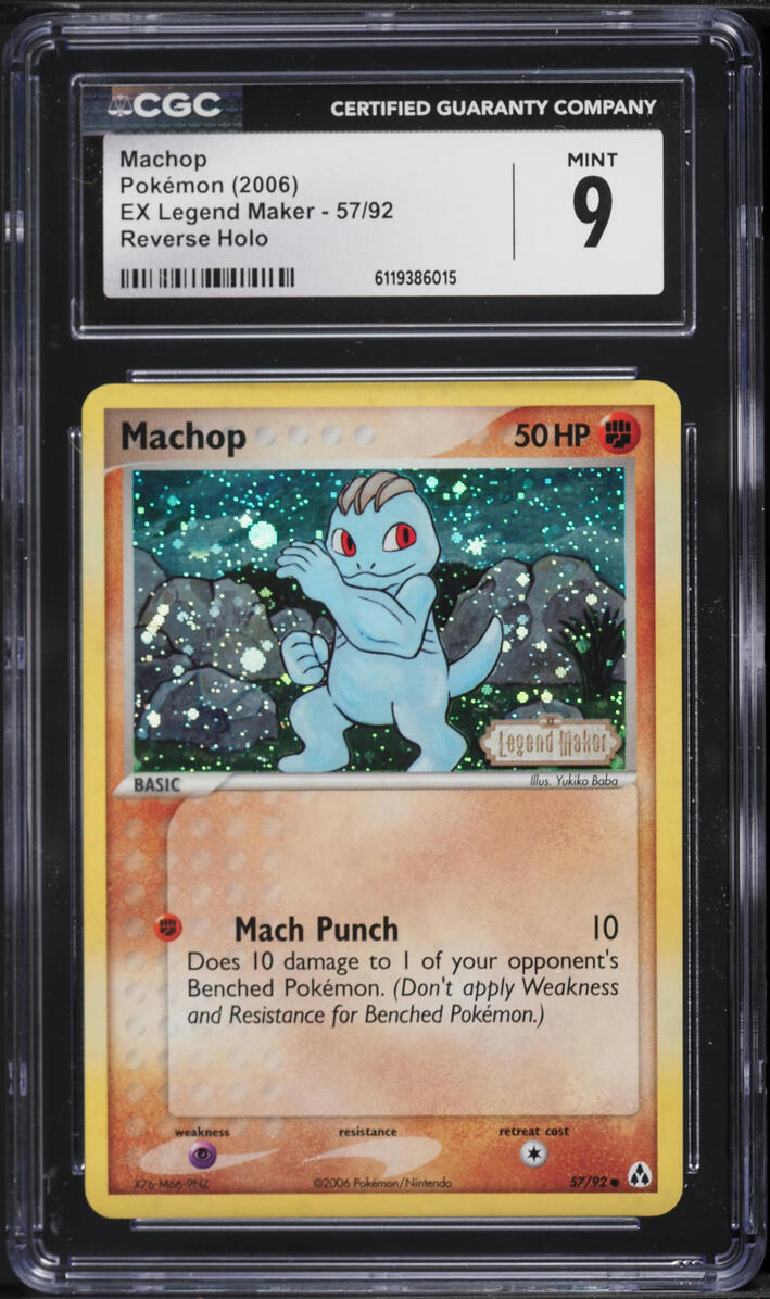 2006 Pokemon EX Legend Maker Reverse Holo Machop #57 CGC 9 MINT