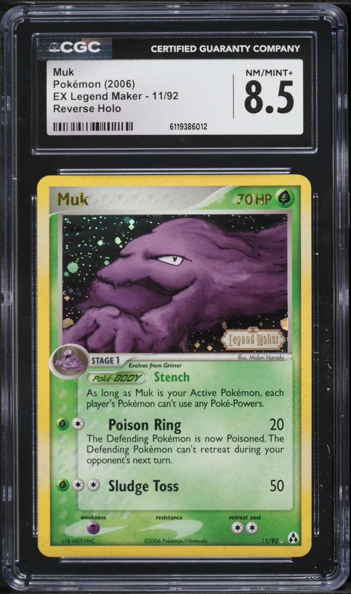 2006 Pokemon EX Legend Maker Reverse Holo Muk #11 CGC 8.5 NM-MT+