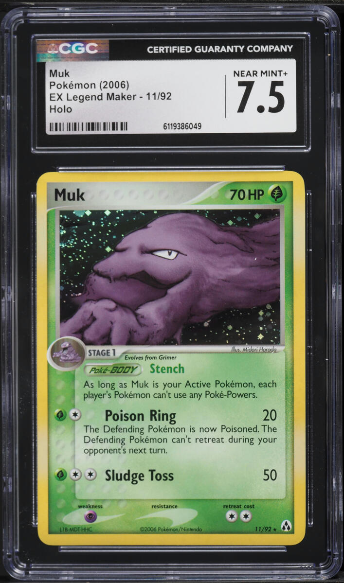 2006 Pokemon EX Legend Maker Holo Muk #11 CGC 7.5 NRMT+