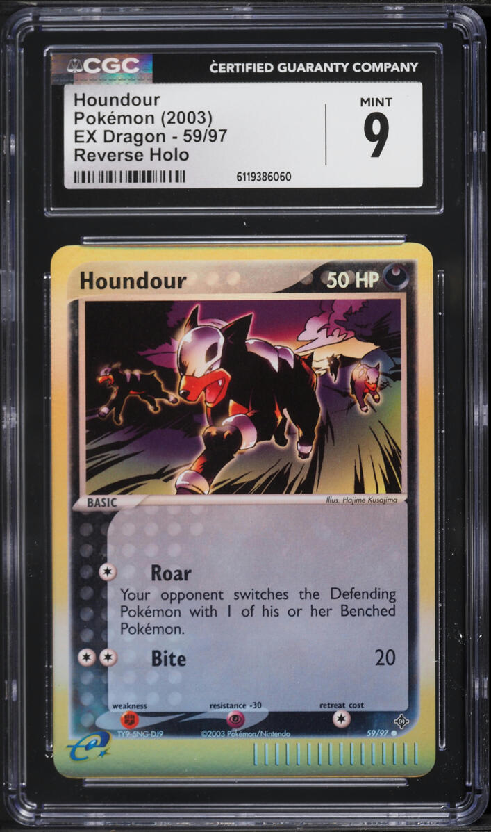 2003 Pokemon EX Dragon Reverse Holo Houndour #59 CGC 9 MINT