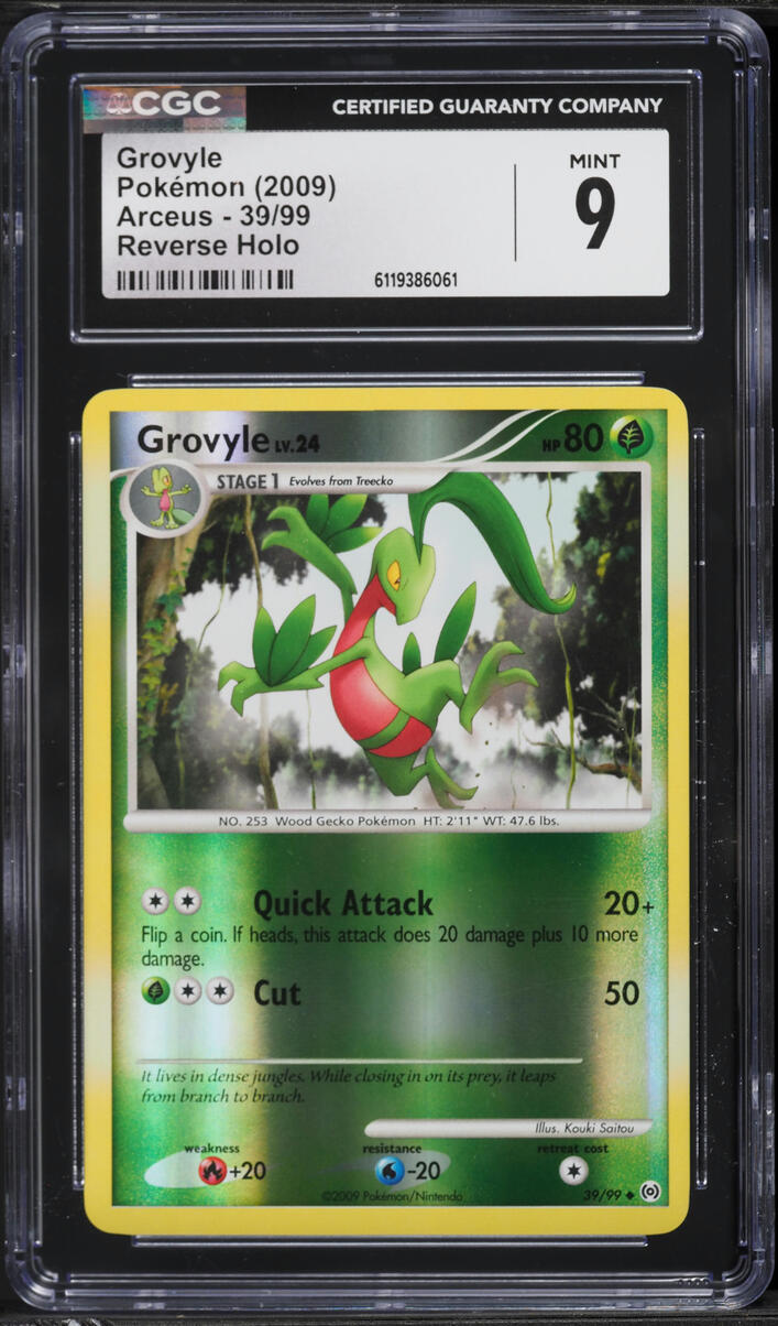 2009 Pokemon Platinum Arceus Reverse Holo Grovyle #39 CGC 9 MINT