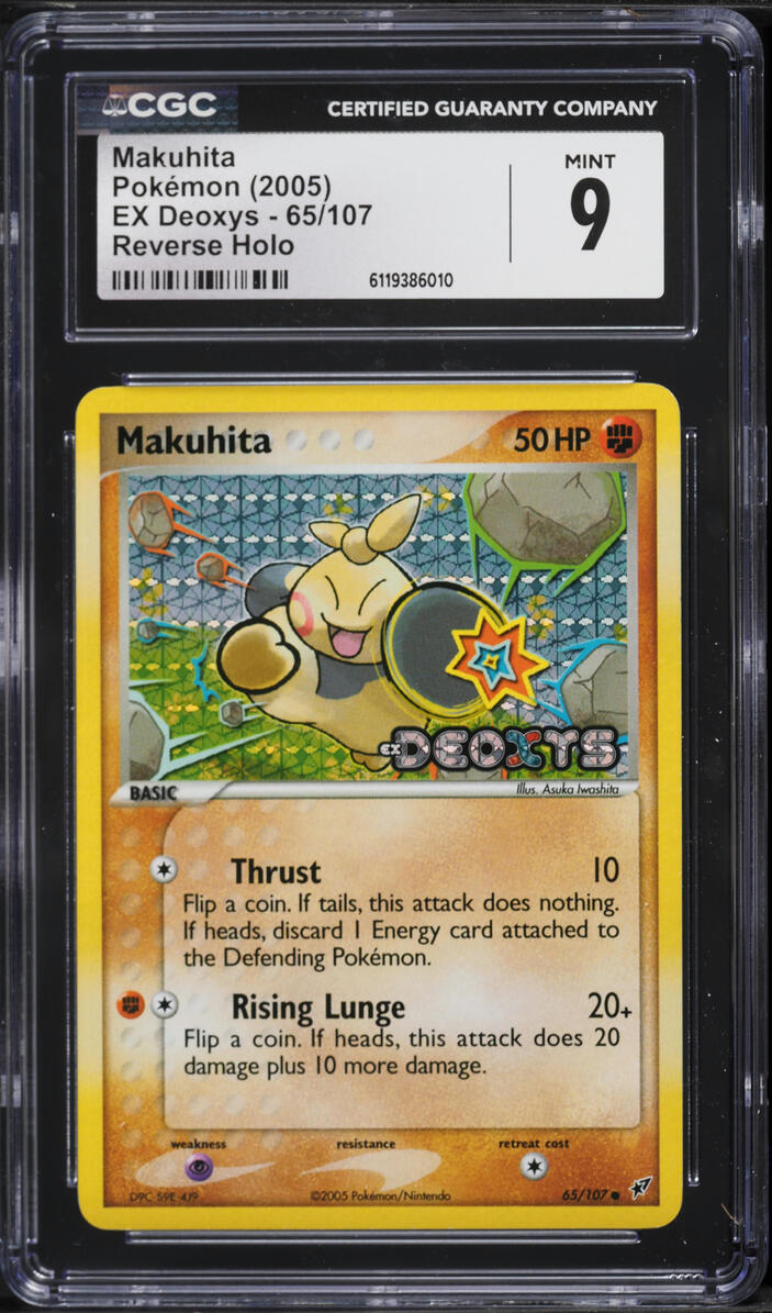 2005 Pokemon EX Deoxys Reverse Holo Makuhita #65 CGC 9 MINT