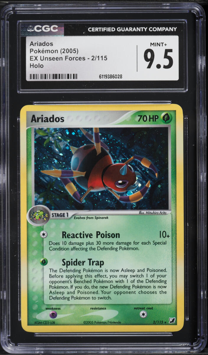 2005 Pokemon EX Unseen Forces Holo Ariados #2 CGC 9.5 MINT+