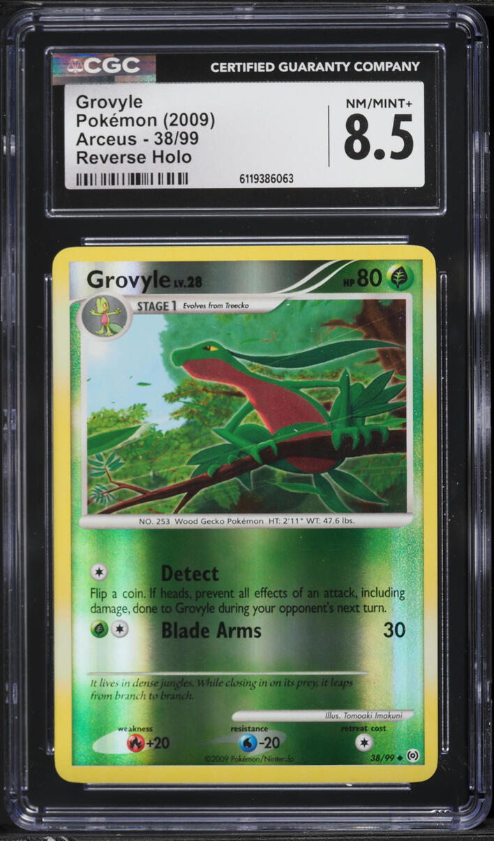 2009 Pokemon Platinum Arceus Reverse Holo Grovyle #38 CGC 8.5 NM-MT+