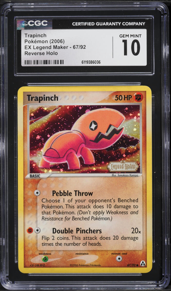 2006 Pokemon EX Legend Maker Reverse Holo Trapinch #67 CGC 10 GEM MINT