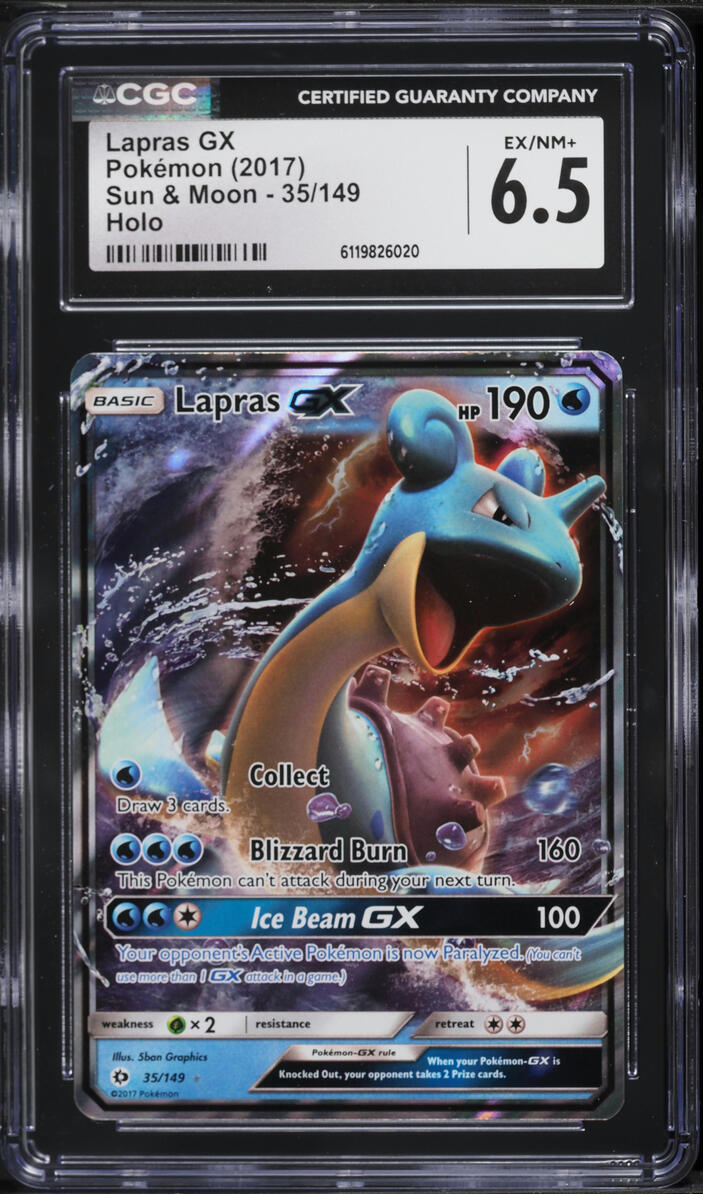 2017 Pokemon Sun & Moon Alt Art Lapras GX #35 CGC 6.5 EXMT+