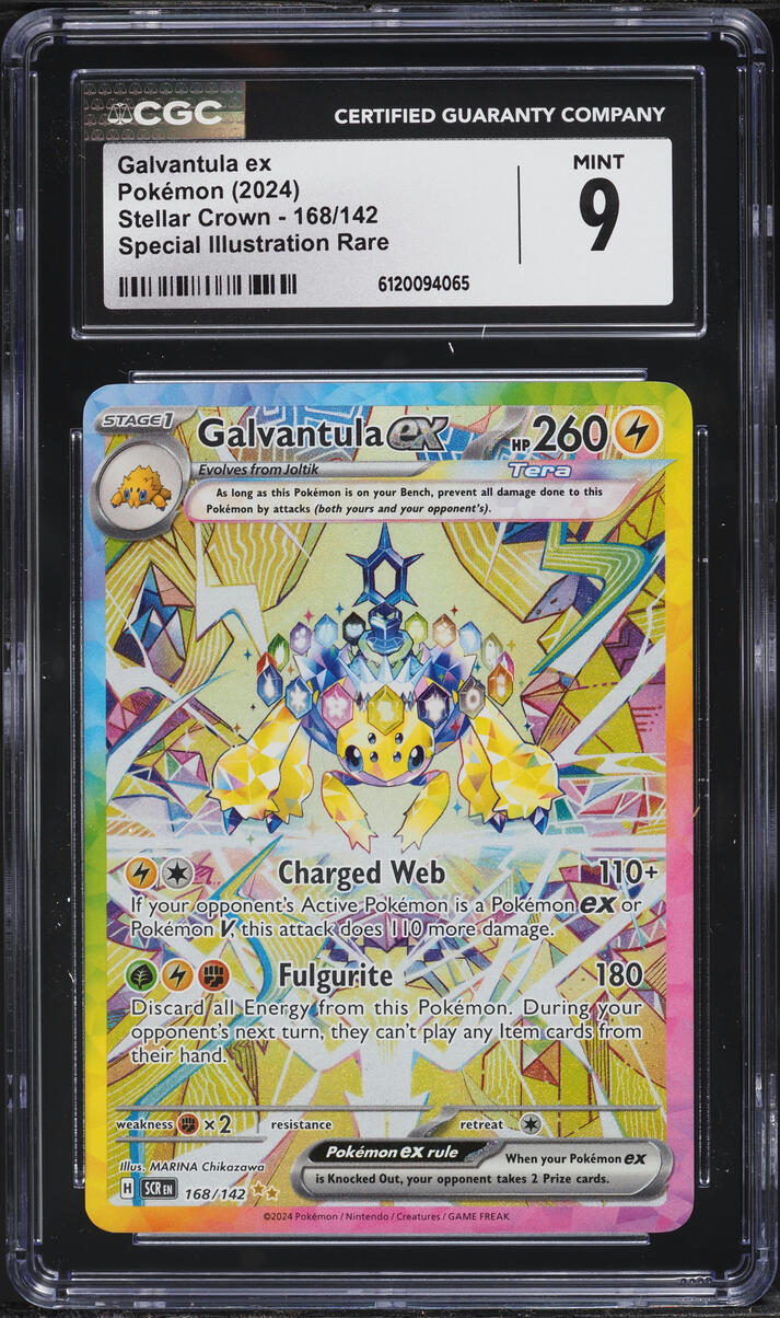 2024 Pokemon Scarlet & Violet Stellar Crown SIR Galvantula ex #168 CGC 9 MINT