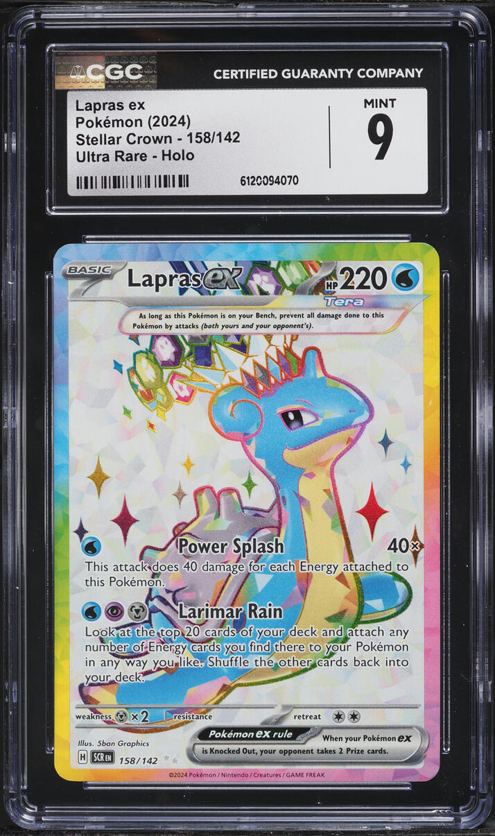 2024 Pokemon Scarlet & Violet Stellar Crown Full Art Lapras ex #158 CGC 9 MINT