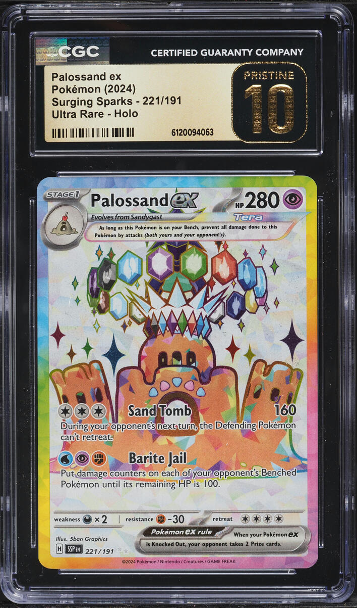 2024 Pokemon Scarlet & Violet Surging Sparks Full Art Palossand ex #221 CGC 10 PRISTINE