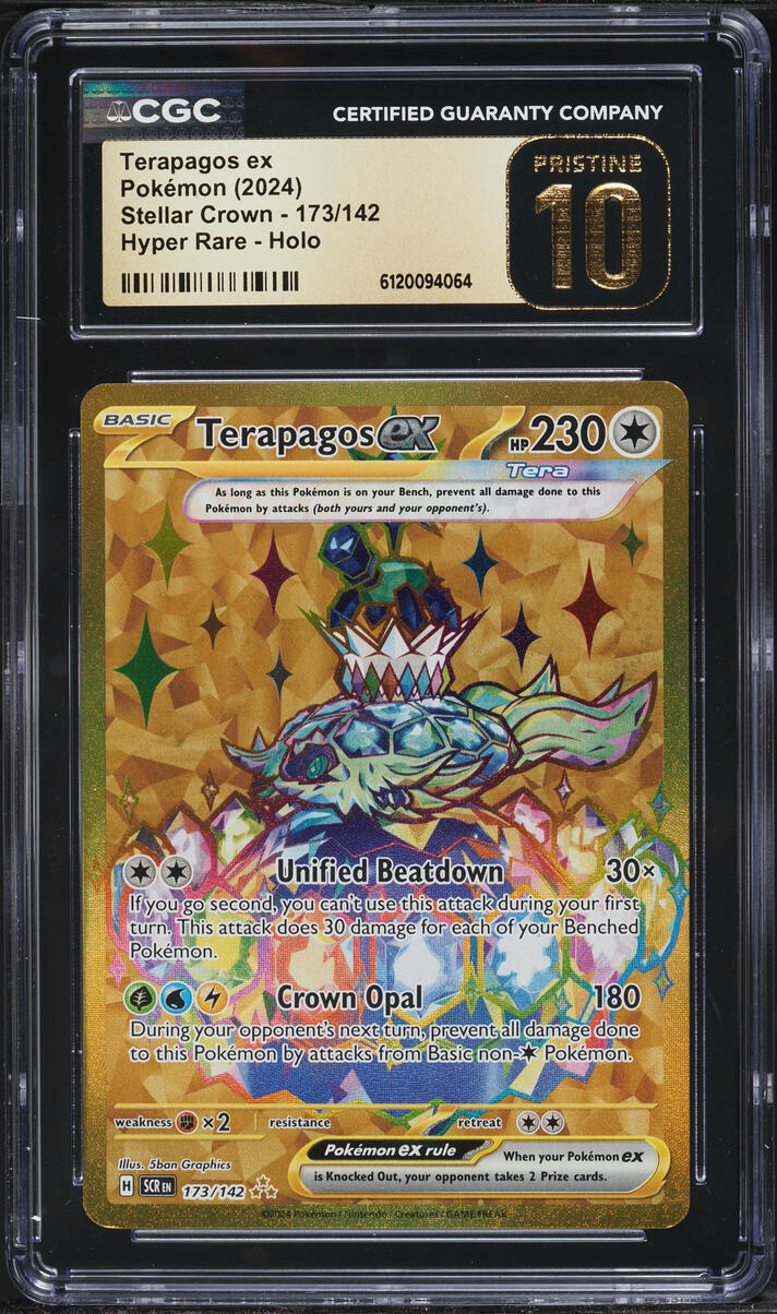 2024 Pokemon Scarlet & Violet Stellar Crown Gold Rare Terapagos ex #173 CGC 10 PRISTINE