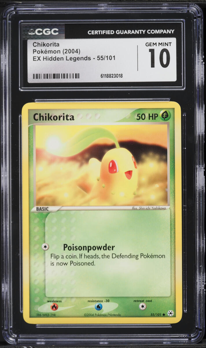 2004 Pokemon EX Hidden Legends Chikorita #55 CGC 10 GEM MINT