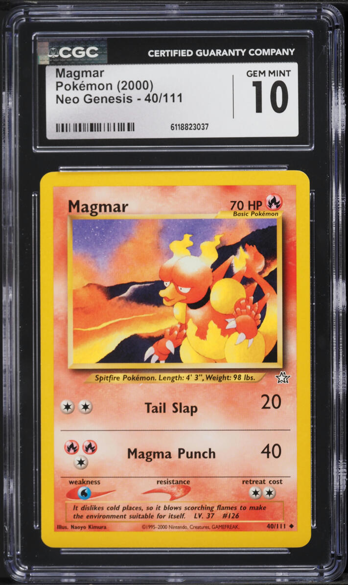 2000 Pokemon Neo Genesis Magmar #40 CGC 10 GEM MINT