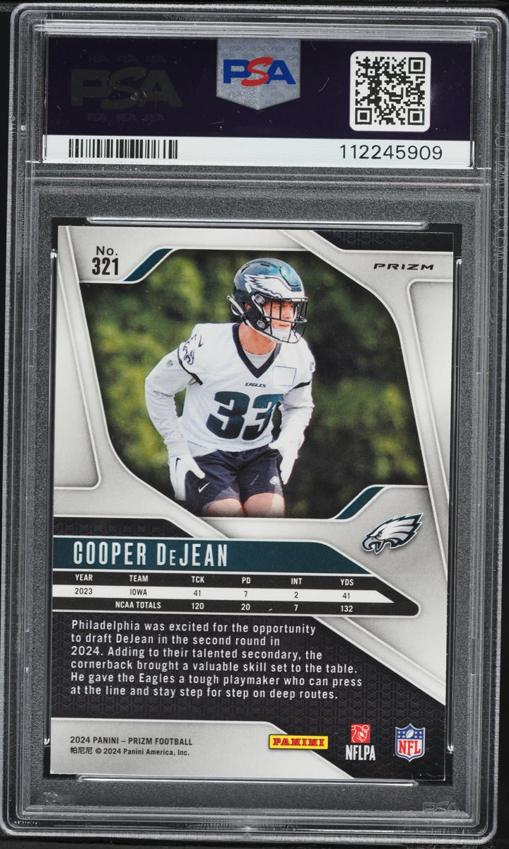 2024 Panini Prizm Lazer Cooper DeJean ROOKIE #321 PSA 8 NM-MT