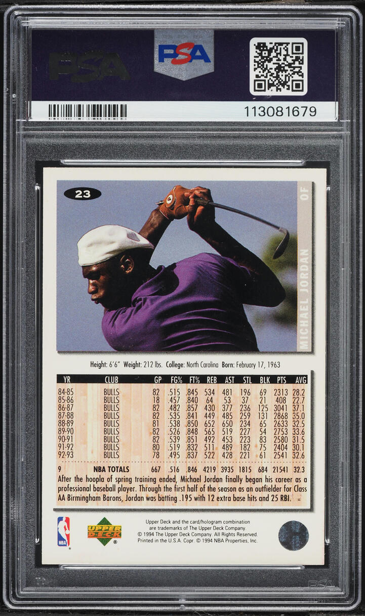 1994 Collector's Choice Gold Signature Michael Jordan ROOKIE #23 PSA 9 MINT