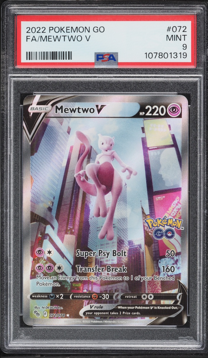 2022 Pokemon Sword & Shield Pokemon GO Alt Art Mewtwo V #72 PSA 9 MINT