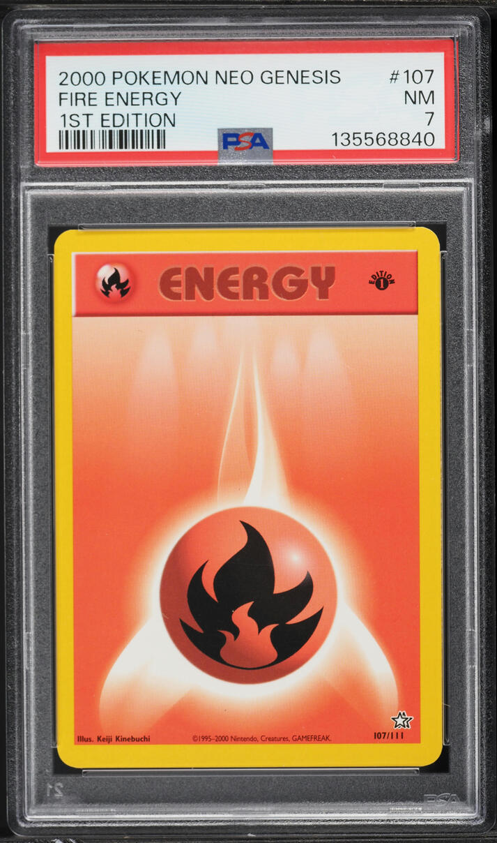 2000 Pokemon Neo Genesis 1st Edition Fire Energy #107 PSA 7 NRMT