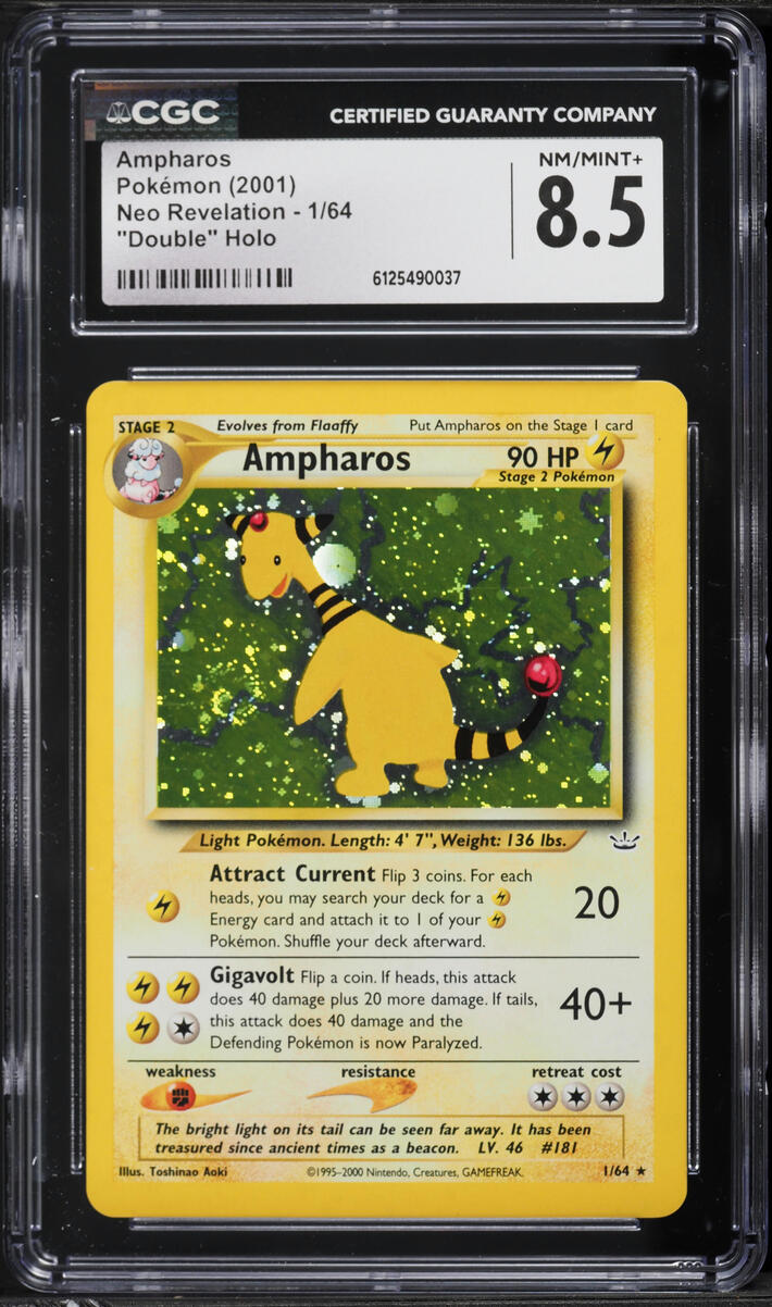 2001 Pokemon Neo Revelation Double Holo Ampharos #1 CGC 8.5 NM-MT+