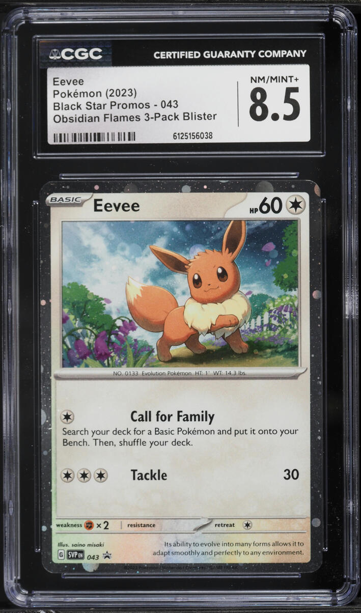 2023 Pokemon Scarlet & Violet Promo Obsidian Flames Cosmos Holo Eevee #43 CGC 8.5 NM-MT+