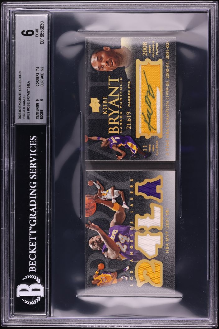 2008 Exquisite Collection Hinged Cards Kobe Bryant PATCH AUTO 1/1 #KB-2 BGS 6 EXMT