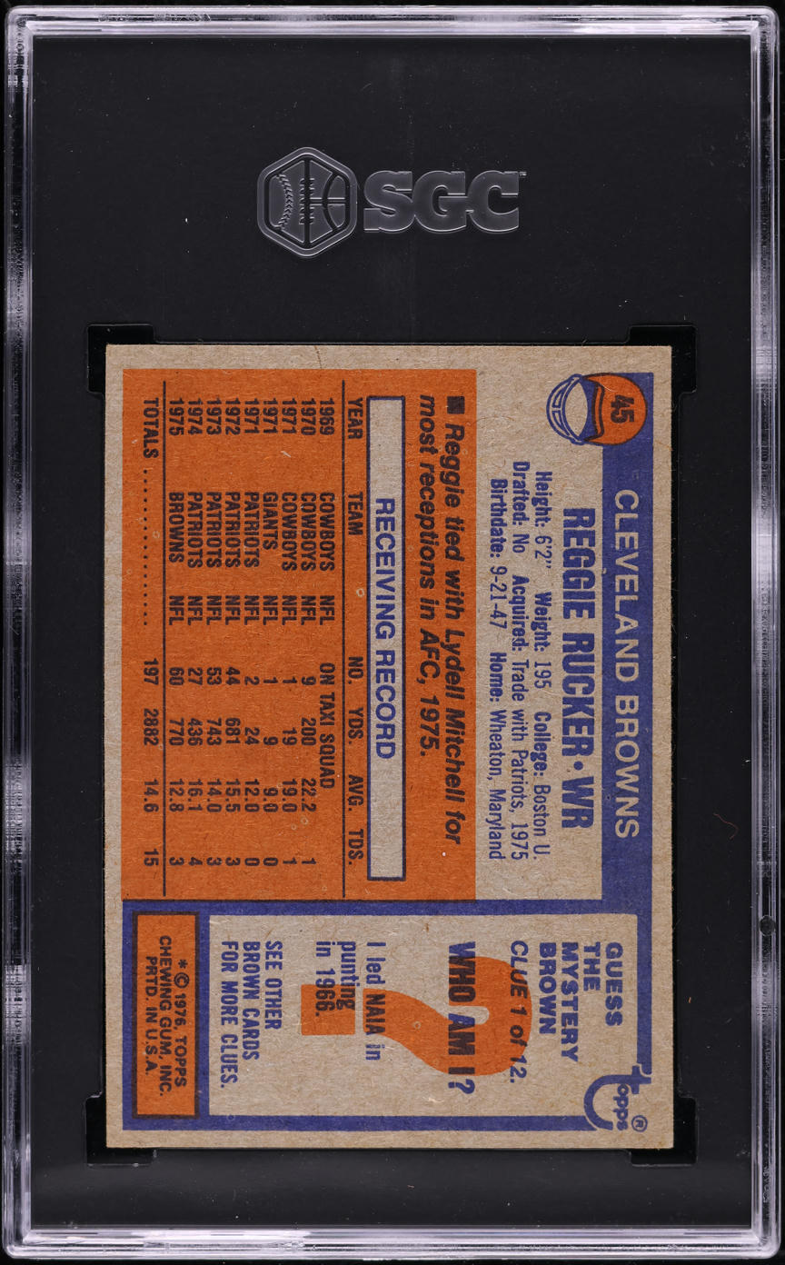 1976 Topps Football Reggie Rucker #45 SGC 7 NRMT